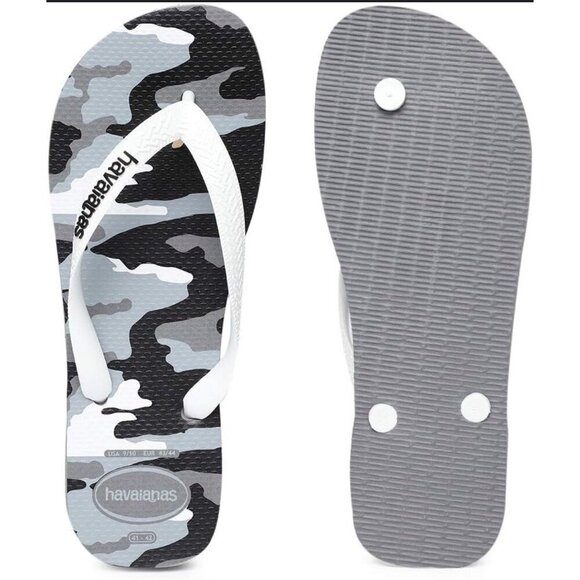 Havaianas Gray & White Camo Thong Flip Flops Sandals Slip On Mens Size 9/10 - Picture 1 of 6